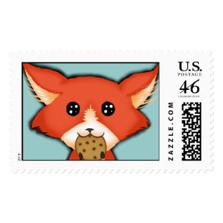 Cute Big Eyed Fox Eating A Cookie Postage Stamp