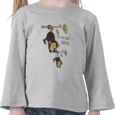 Cute Big Sister Monkey with Lil&#39; Baby Brother T-shirt
