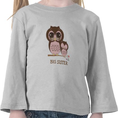 Cute Big Sister Owl with Sleepy Lil' Baby Sis T Shirt