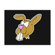 cute big teeth brown bunny rabbit postcards