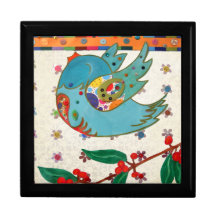 Cute bird flying and singing trinket box
