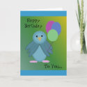 Cute Bird Holding Balloons Card