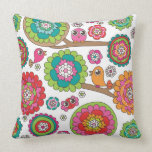 Cute bird retro pattern flower design pillow