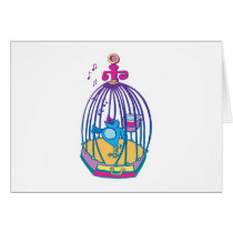 cute bird singing from cage