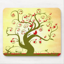 Cute Bird Swirl Tree MousePad