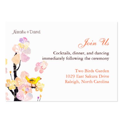 Cute Bird Wedding Reception Enclosure Large Business Card