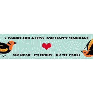 Cute Birds 7 Words For A Long and Happy Marriage bumpersticker