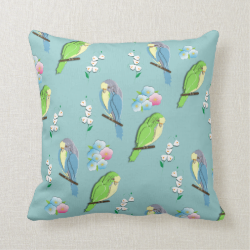 Cute Birds and Ditsy Floral Print Pillow