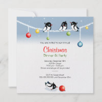 Cute Birds Christmas Globes invitation
