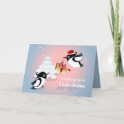 Cute Birds Christmas Present Greeting Card
