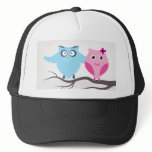 Cute birds couple in love hats