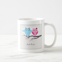 Cute birds couple in love mug