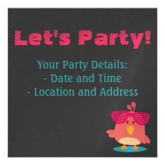 Cute Birds with Shades Dancing & Partying Personalized Announcement