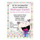 Cute Birthday Baby Girl With Present invitations