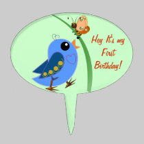 Cute Birthday cake pick with Baby Bird cake picks