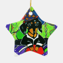Cute Birthday Dachshund Christmas Ornament