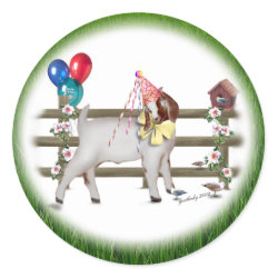 Cute Birthday Goat Classic Round Sticker