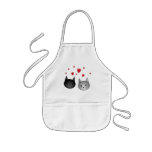Cute Black and Gray Cats, with Hearts. Apron