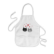 Cute Black and Gray Cats, with Hearts. Apron