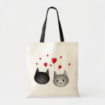 Cute Black and Gray Cats, with Hearts. Bag