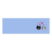 Cute Black and Gray Cats, with Hearts. Business Card Template