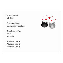 Cute Black and Gray Cats, with Hearts. Business Card