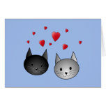 Cute Black and Gray Cats, with Hearts. Cards
