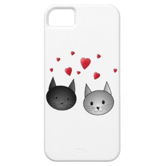Cute Black and Gray Cats, with Hearts. iPhone 5 Covers