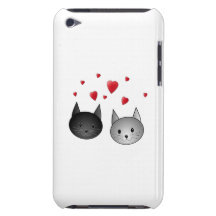 Cute Black and Gray Cats, with Hearts. iPod Touch Case-Mate Case