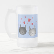 Cute Black and Gray Cats, with Hearts. Coffee Mug