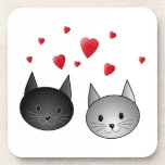 Cute Black and Gray Cats, with Hearts. Coasters