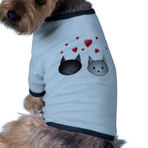 Cute Black and Gray Cats, with Hearts. Dog T-shirt