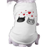Cute Black and Gray Cats, with Hearts. Pet Tee Shirt