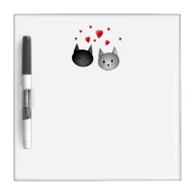 Cute Black and Gray Cats, with Hearts. Dry Erase Whiteboard