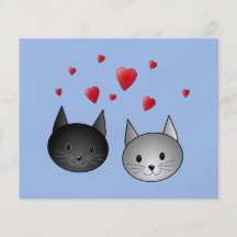 Cute Black and Gray Cats, with Hearts. Flyers