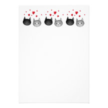 Cute Black and Gray Cats, with Hearts. Announcement
