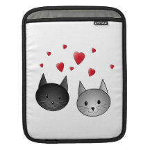 Cute Black and Gray Cats, with Hearts. Sleeves For iPads
