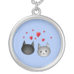 Cute Black and Gray Cats, with Hearts. Jewelry