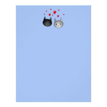Cute Black and Gray Cats, with Hearts. Personalized Letterhead