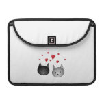 Cute Black and Gray Cats, with Hearts. Sleeve For MacBooks