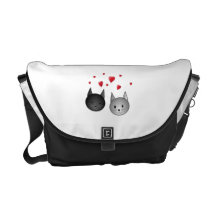 Cute Black and Gray Cats, with Hearts. Commuter Bag