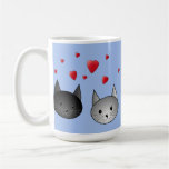 Cute Black and Gray Cats, with Hearts. Mug