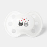 Cute Black and Gray Cats, with Hearts. Pacifier