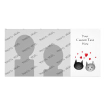 Cute Black and Gray Cats, with Hearts. Photo Cards