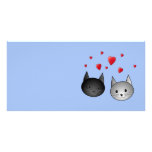 Cute Black and Gray Cats, with Hearts. Custom Photo Card