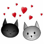 Cute Black and Gray Cats, with Hearts. Photo Sculpture