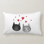Cute Black and Gray Cats, with Hearts. Throw Pillow