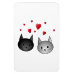 Cute Black and Gray Cats, with Hearts. Vinyl Magnet
