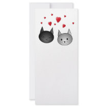 Cute Black and Gray Cats, with Hearts. Rack Cards