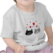 Cute Black and Gray Cats, with Hearts. Shirt